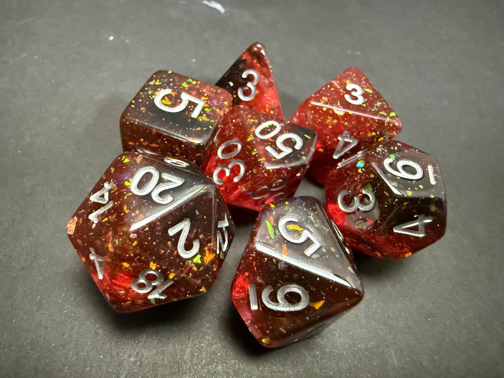 Fanroll 16mm Resin Poly Eternal: Glitter Fire Dice Set
