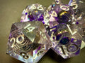 Purple Galaxy Resin Dice Set Gold Numbers 7PCS