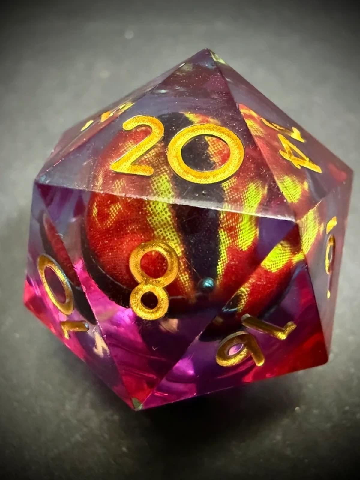 Red Eye 20mm D20 Dice Life Counter Spindown