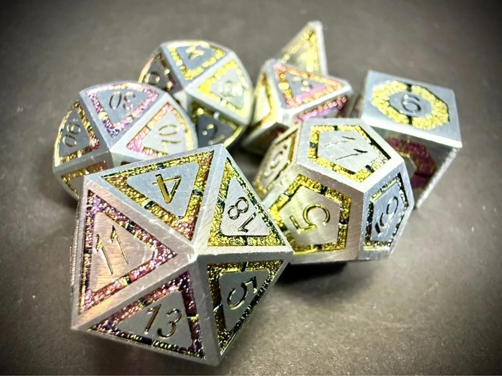 Colour Creative Solid Metal lined Dice Set 7PCS