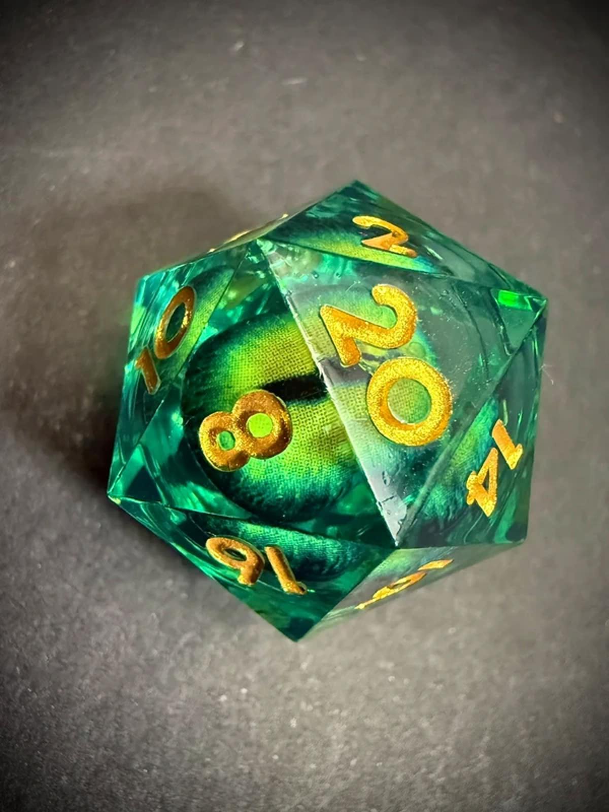 Green Eye 20mm D20 Dice Life Counter Spindown