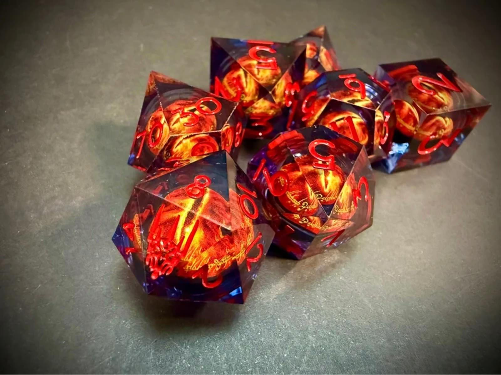 Sauron Lord of the Rings Black & Red 7PCS Dice Set