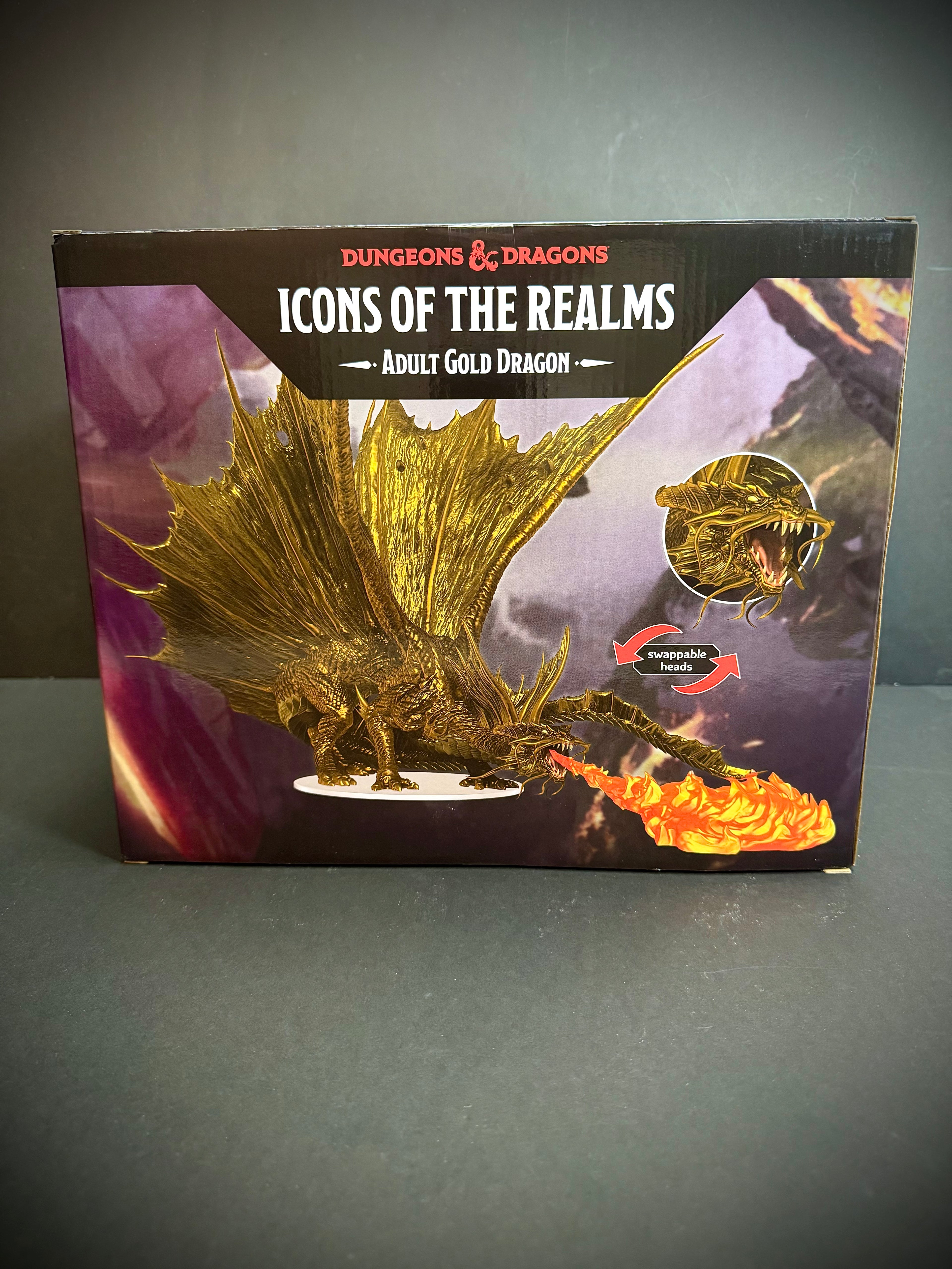 WizKids Dungeons and Dragons Icons of The Realms Adult Gold Dragon Figure Miniature