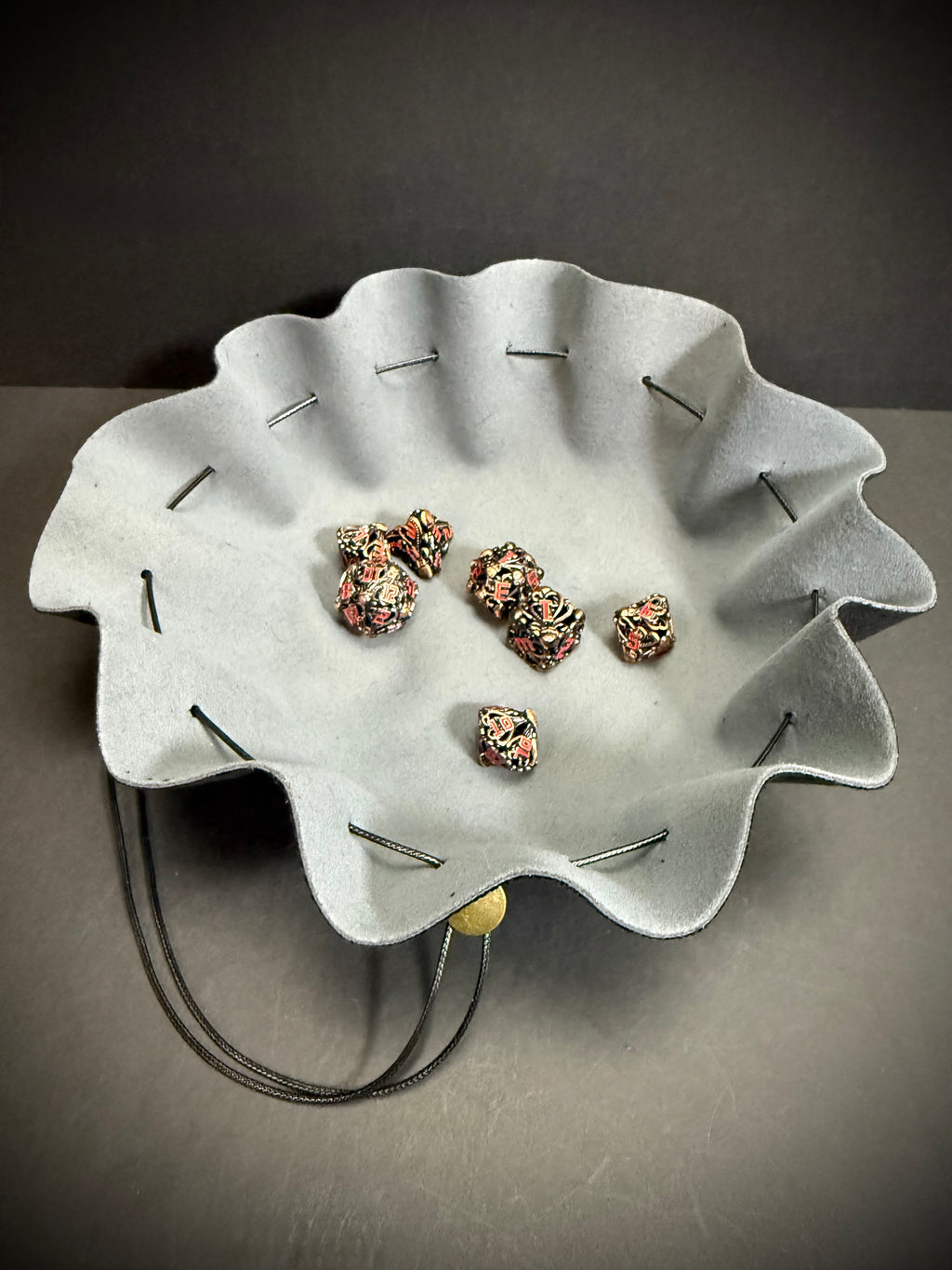 Midnight Lotus Faux Leather Dice Bag - Tray-Style