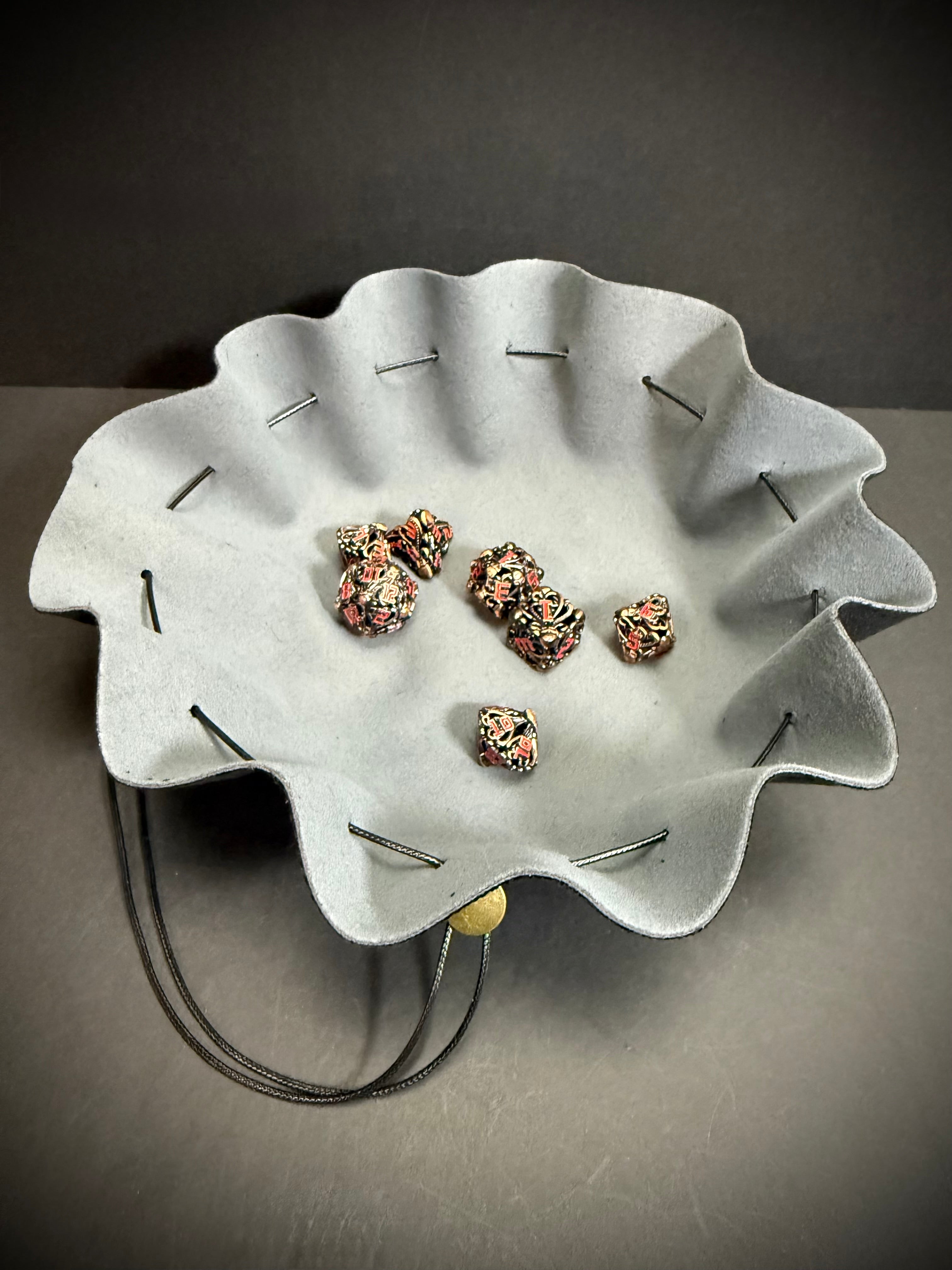 Midnight Lotus Faux Leather Dice Bag - Tray-Style