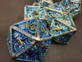 Blue & Silver Metal Octopus Design Dice Set 7PCS