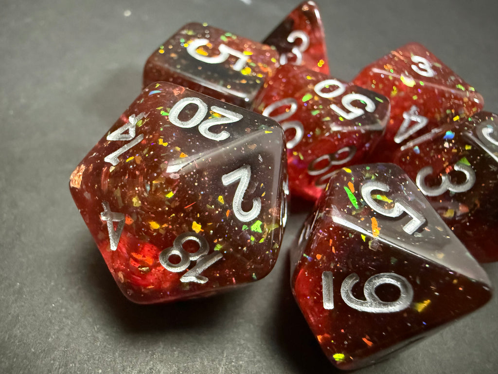 Fanroll 16mm Resin Poly Eternal: Glitter Fire Dice Set