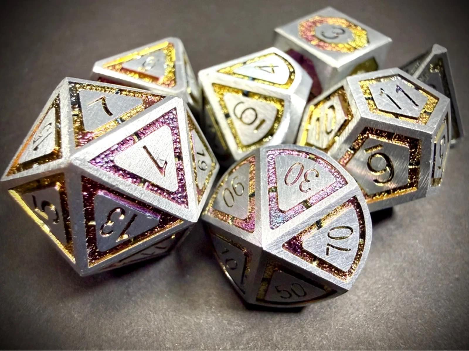 Colour Creative Solid Metal lined Dice Set 7PCS