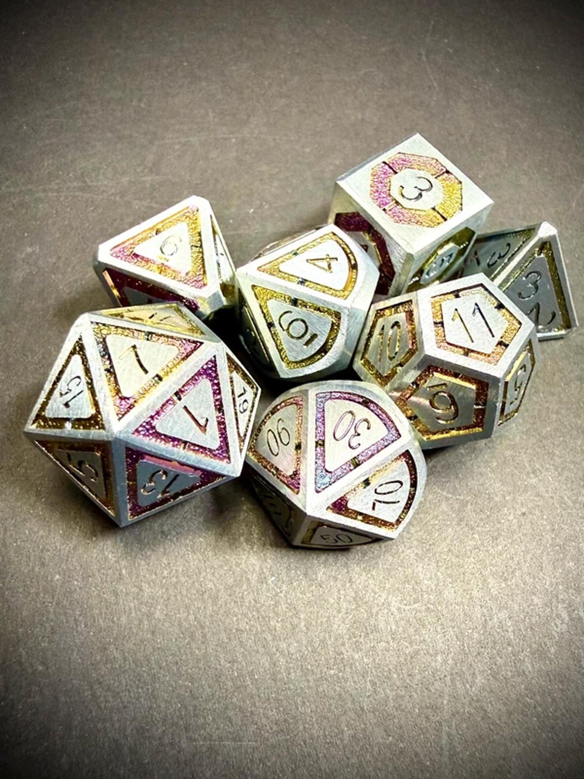 Colour Creative Solid Metal lined Dice Set 7PCS