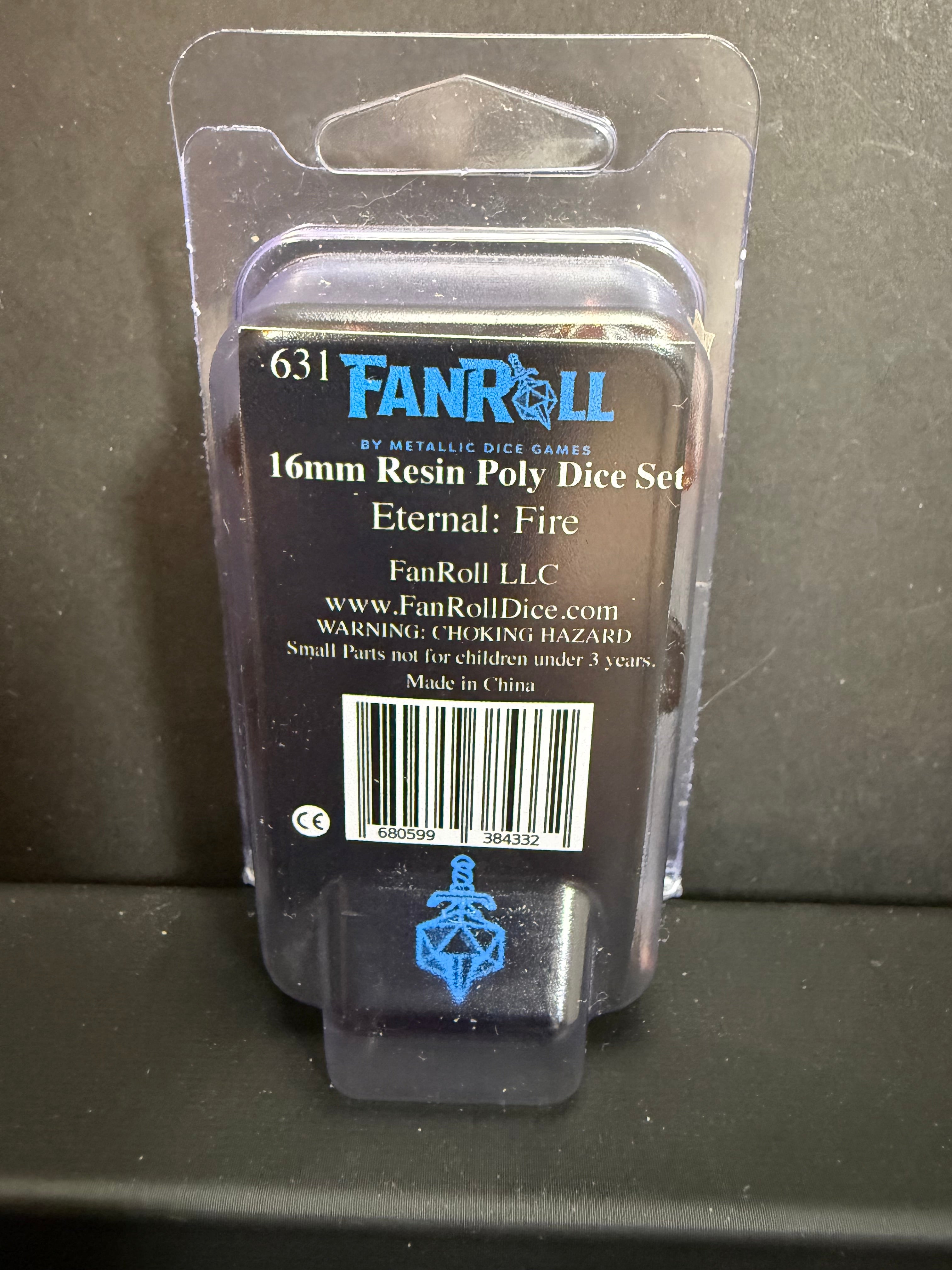 Fanroll 16mm Resin Poly Eternal: Glitter Fire Dice Set