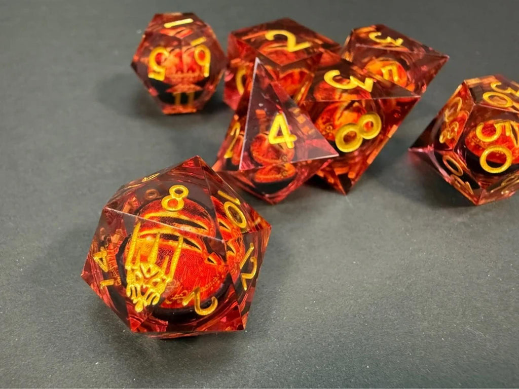 Sauron Lord of the Rings Red & Gold 7PCS Dice Set