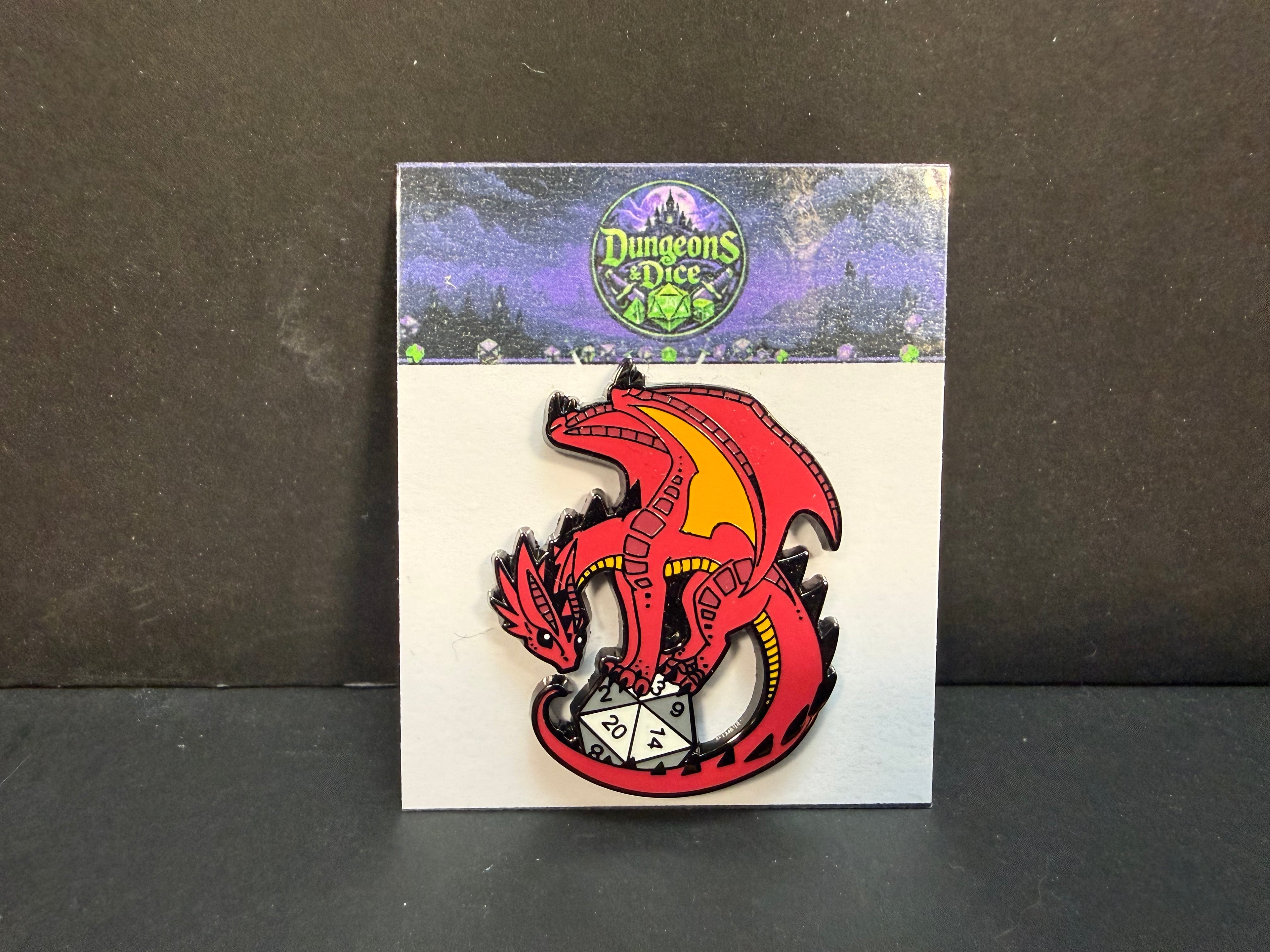Dice Dragon Pin Badge