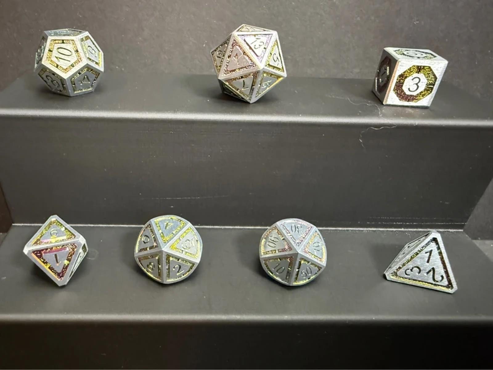 Colour Creative Solid Metal lined Dice Set 7PCS