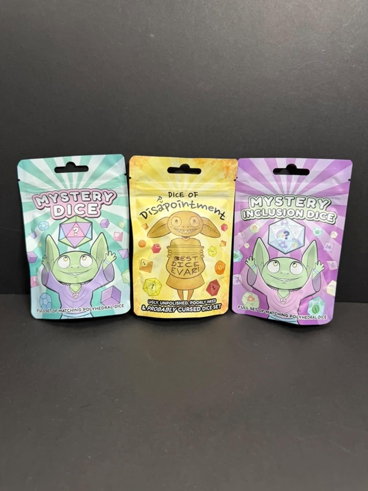 Bundle Saver: Mystery Goblin Dice, Mystery Inclusion Dice & Dice of Disappointment