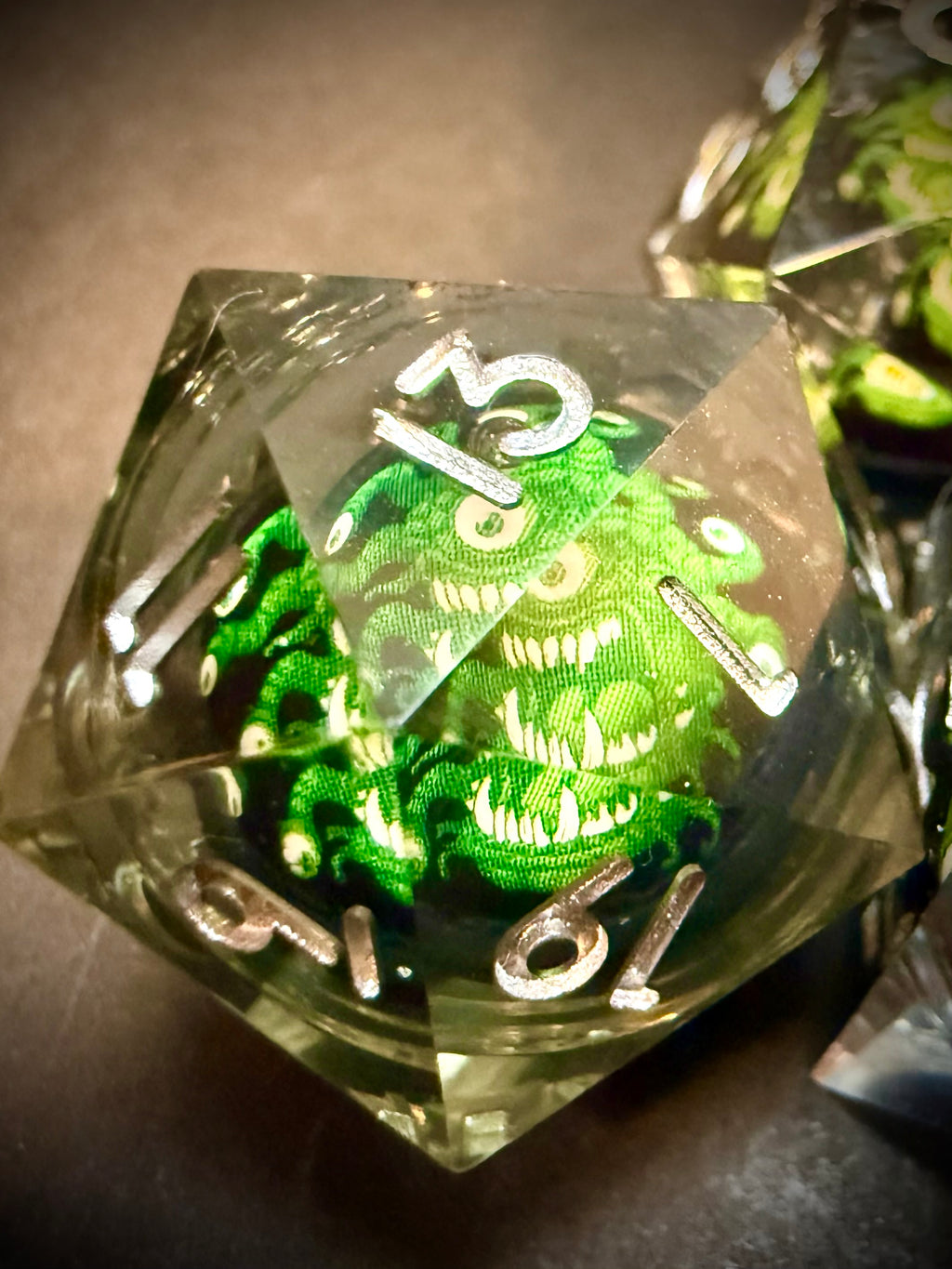 Green Beholder Rotating Core Resin Dice Set