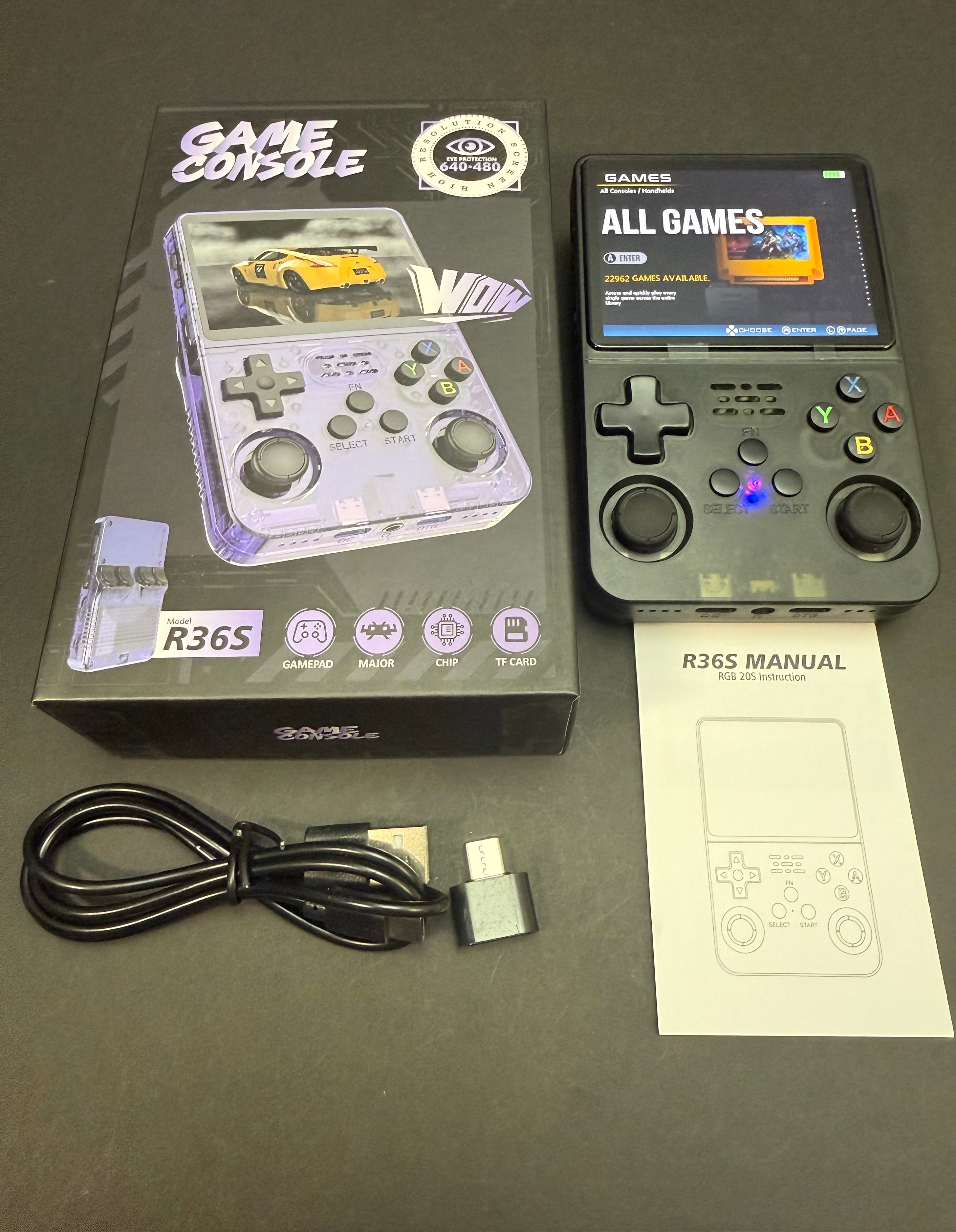 R36S Handheld Gaming Console 20,000+ Games 64GB Micro SD Card