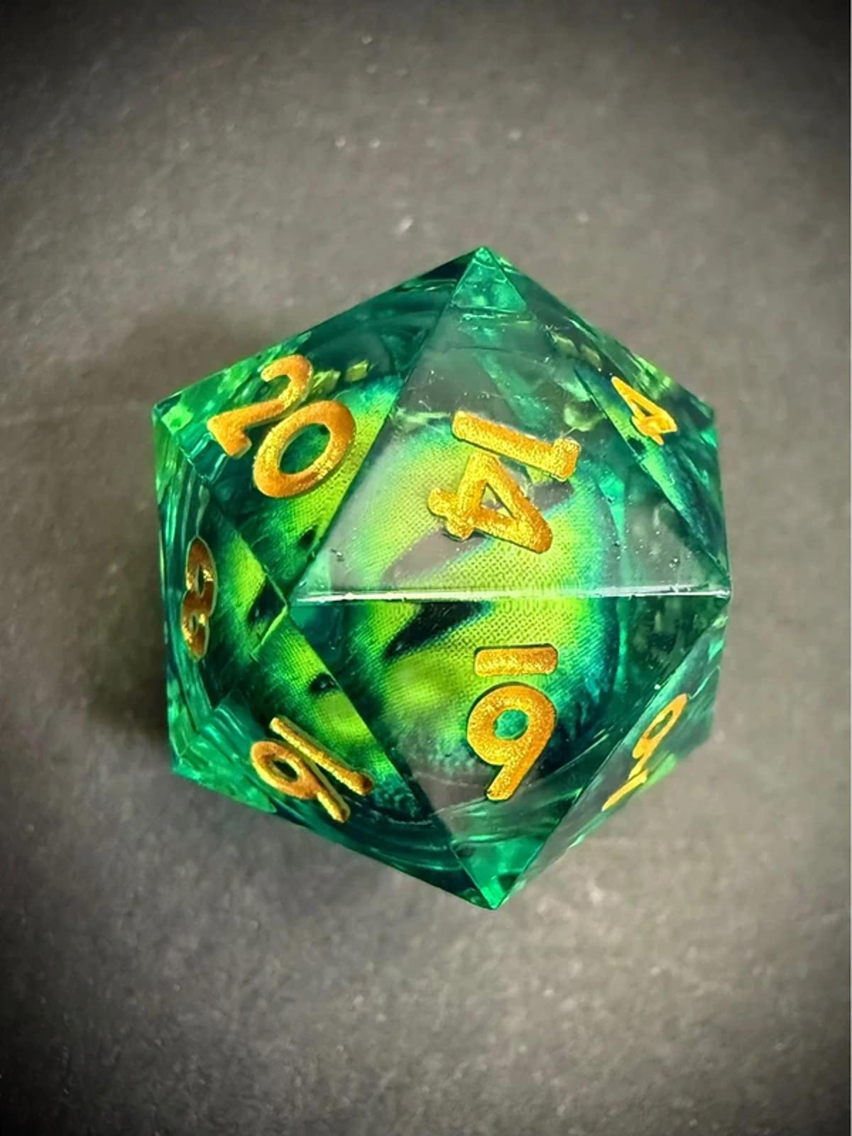 Green Eye 20mm D20 Dice Life Counter Spindown