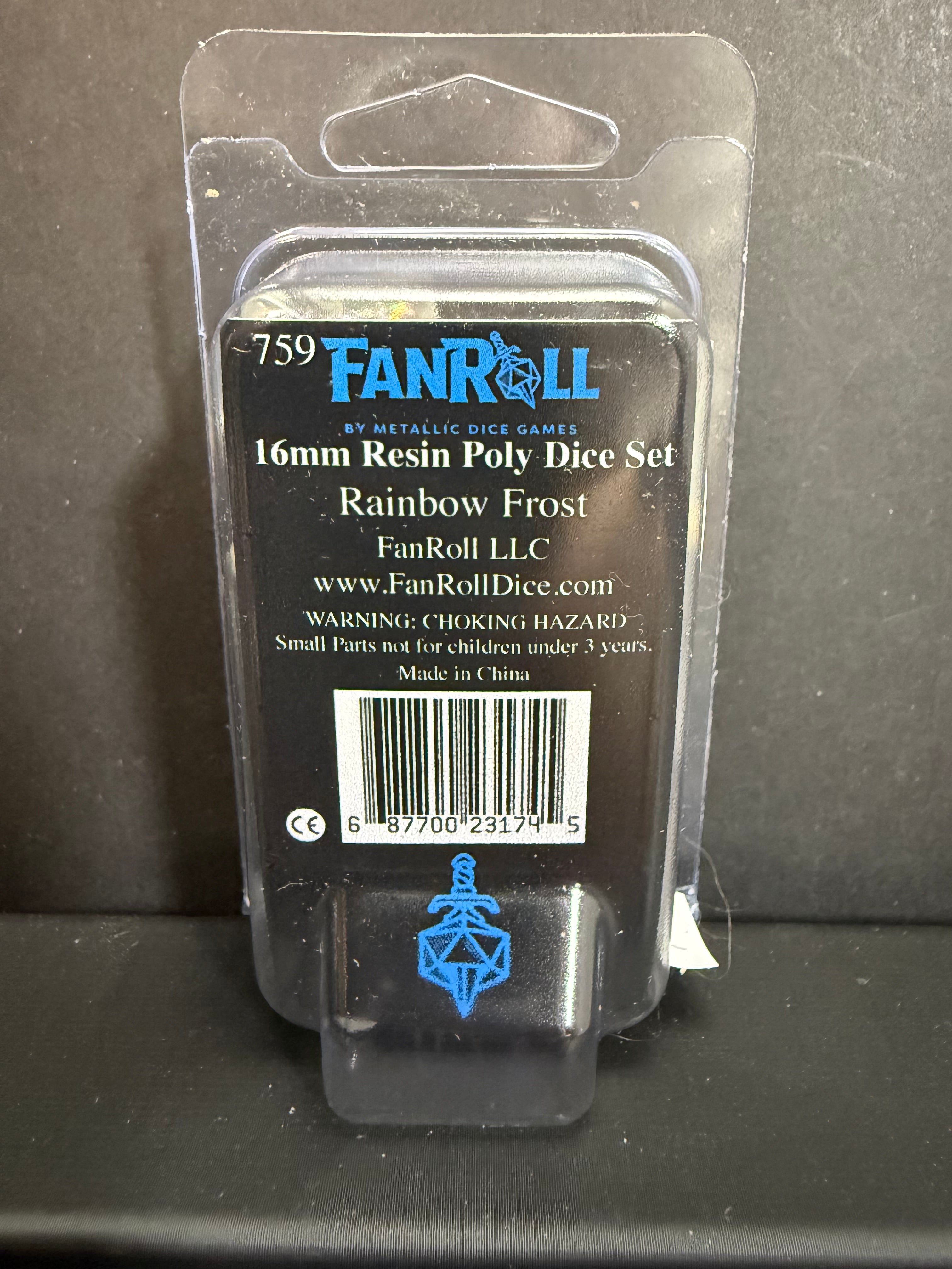 Fanroll 16mm Resin Poly Rainbow Frost Dice Set