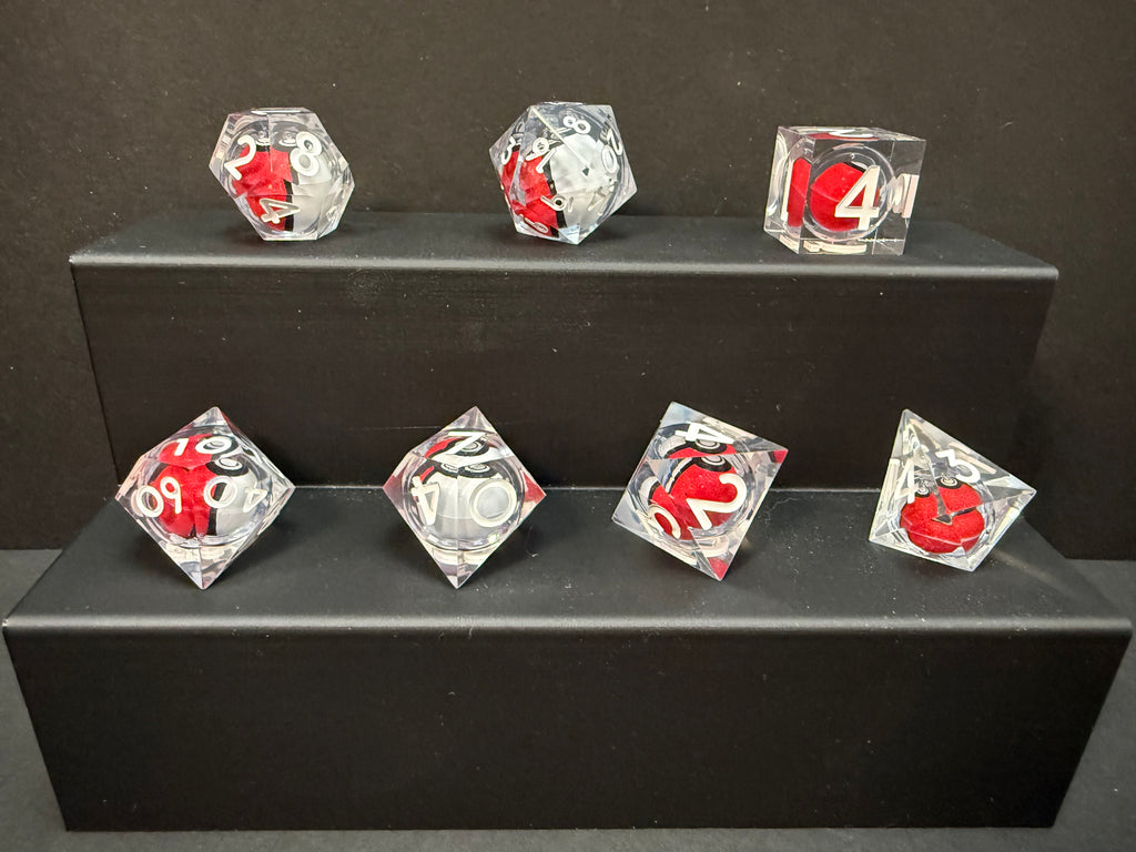 Pokemon Pokeball Rotating Resin Dice Set White Numbers 7PCS