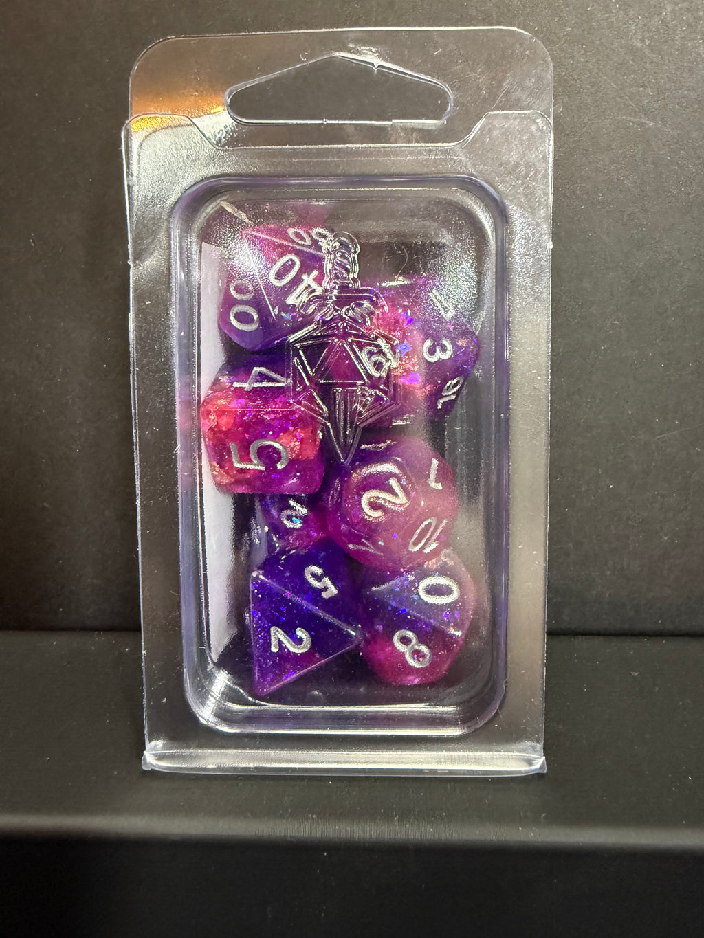 Fanroll 16mm Resin Poly Eternal: Glitter Purple/Blue Dice Set