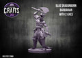 Dragonborn Barbarian Blue with 2 Axes 25mm Base