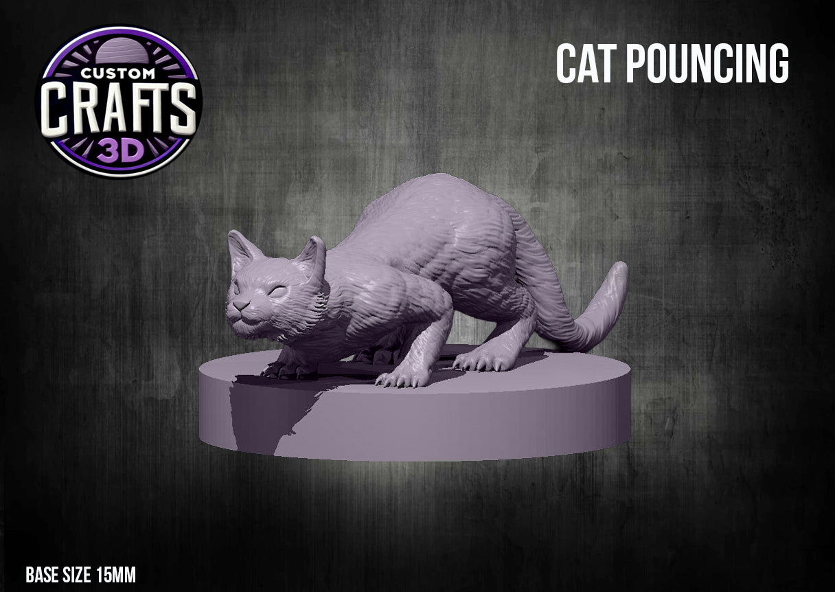 Cat Pouncing 15mm Base