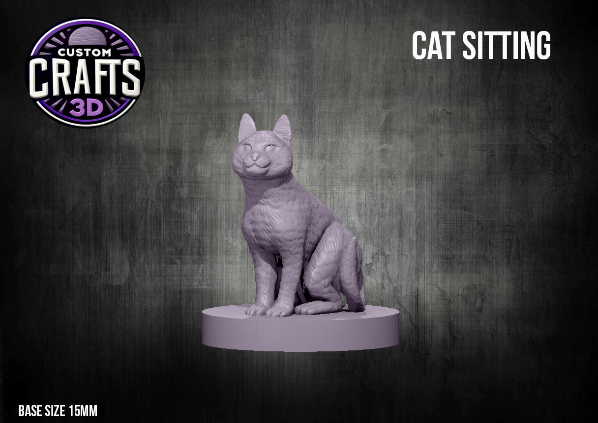 Cat Sitting 15mm Base
