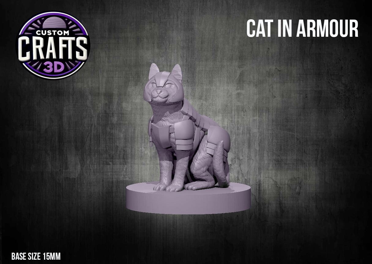 Cat in Armour 15mm Base