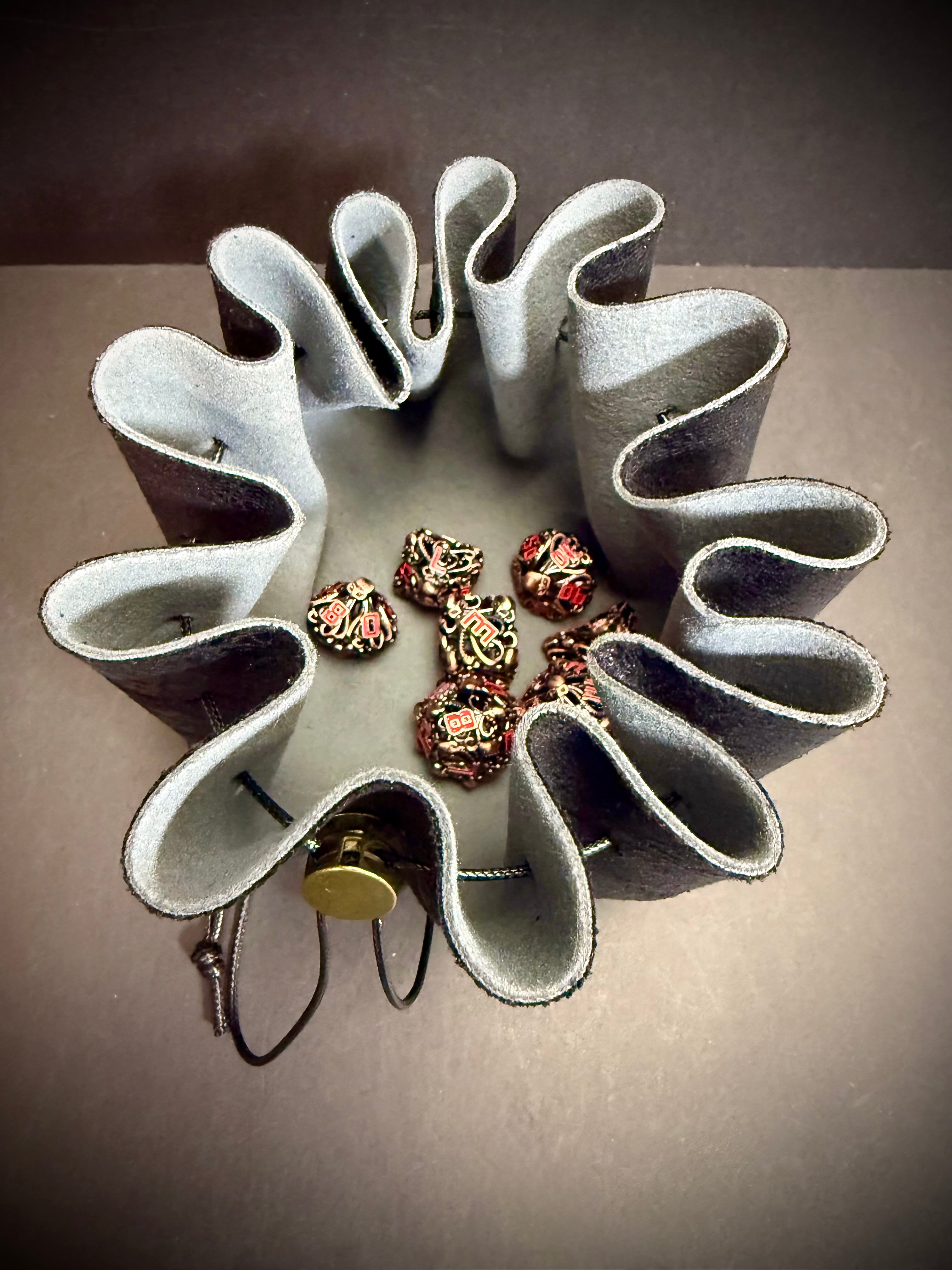 Midnight Lotus Faux Leather Dice Bag - Tray-Style