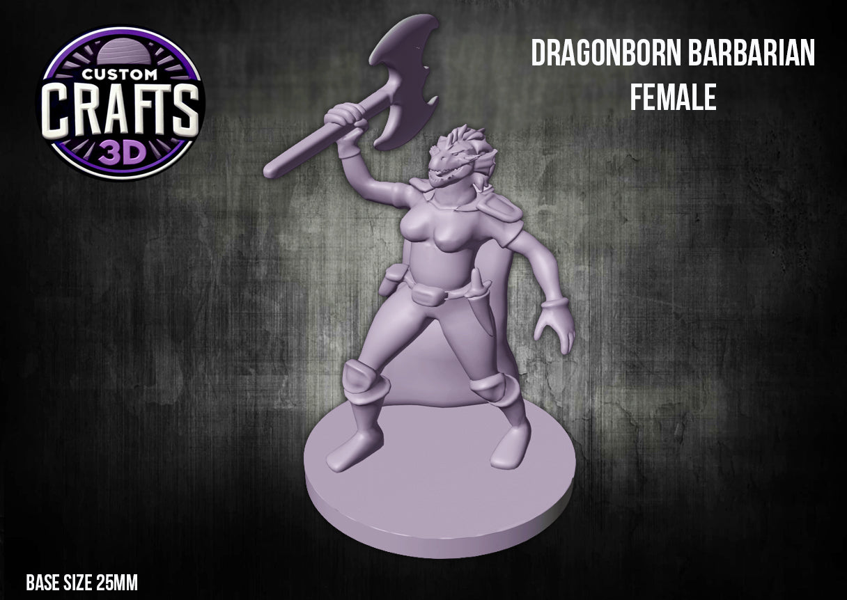 Dragonborn Barbarian Female 25mm Base