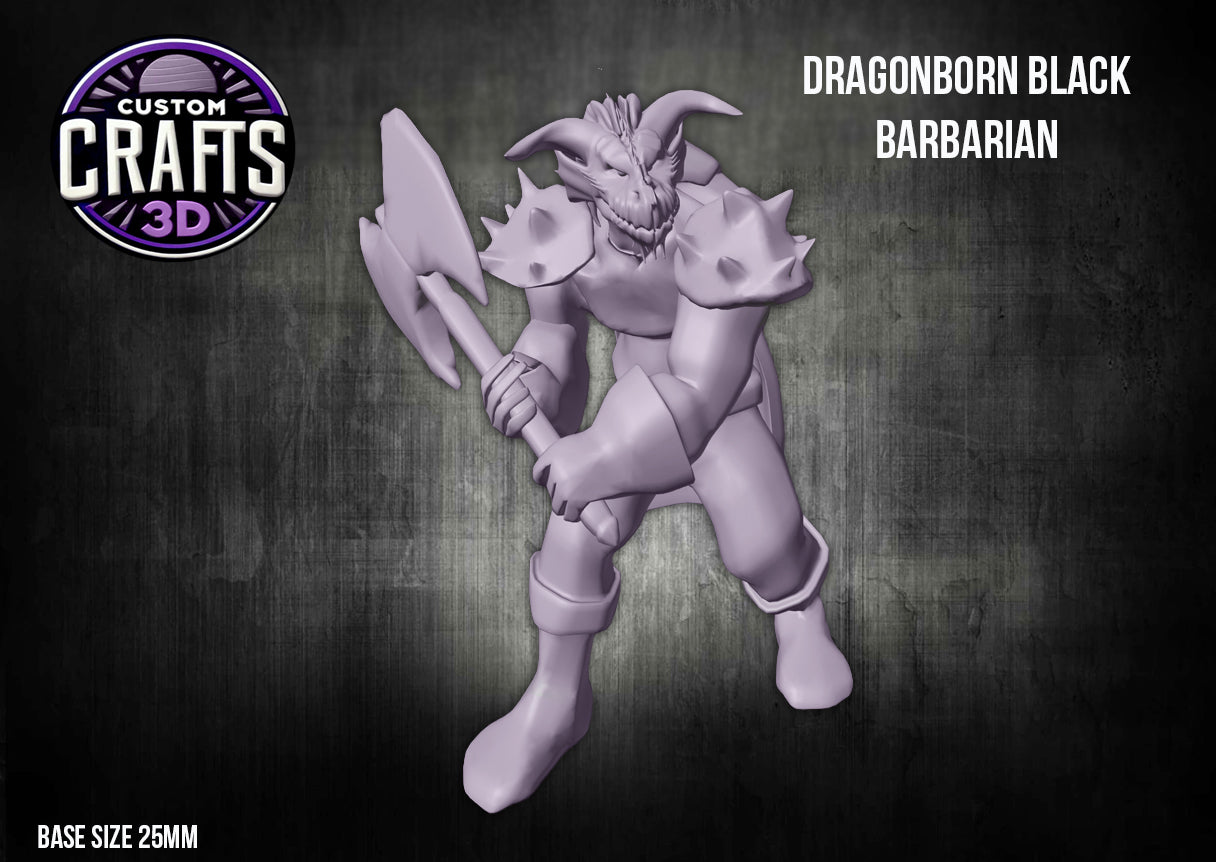 Dragonborn Black Barbarian 25mm Base