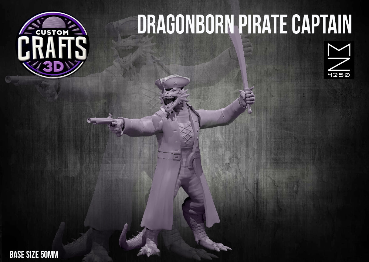Dragonborn Pirate Captain 25mm Base