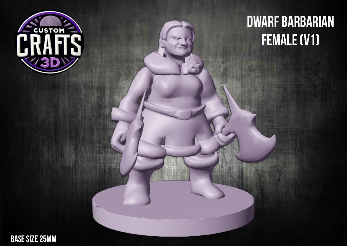 Dwarf Barbarian Female V1 25mm Base