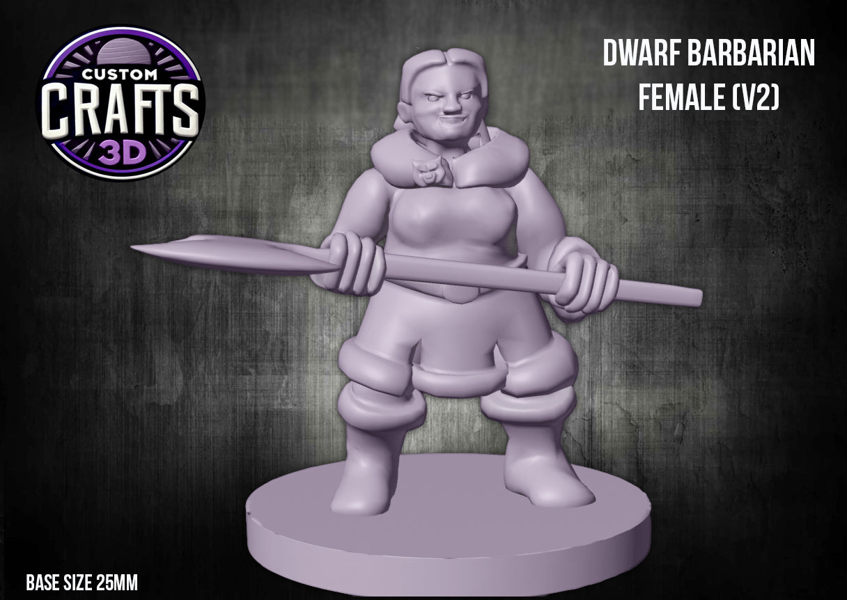 Dwarf Barbarian Female V2 25mm Base