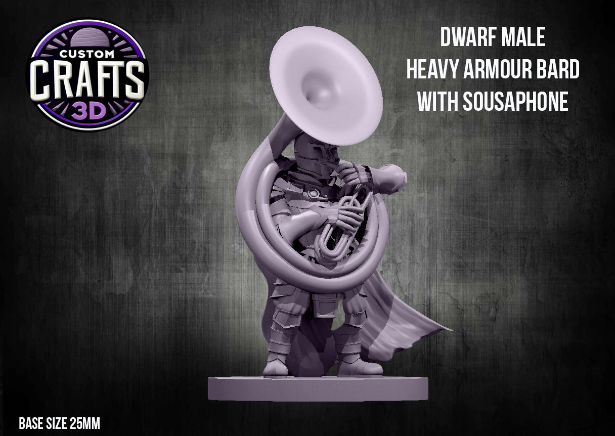 Dwarf Male Heavy Armour Bard with Sousaphone 25mm Base