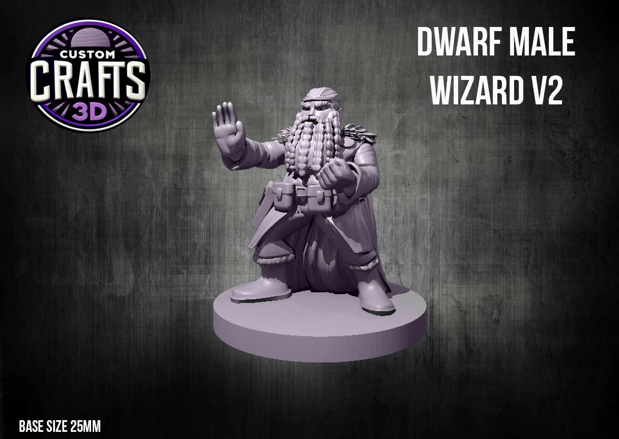 Dwarf Male Wizard V2 25mm Base