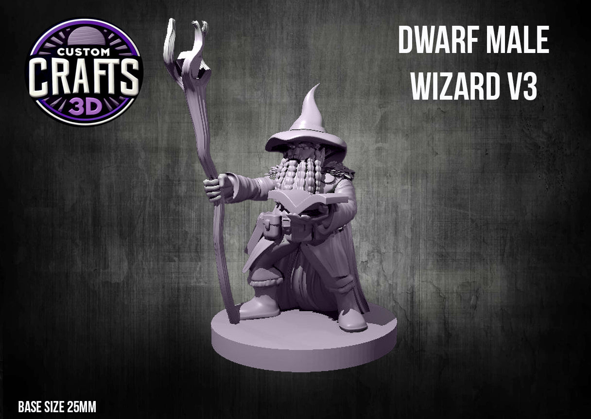 Dwarf Male Wizard V3 25mm Base