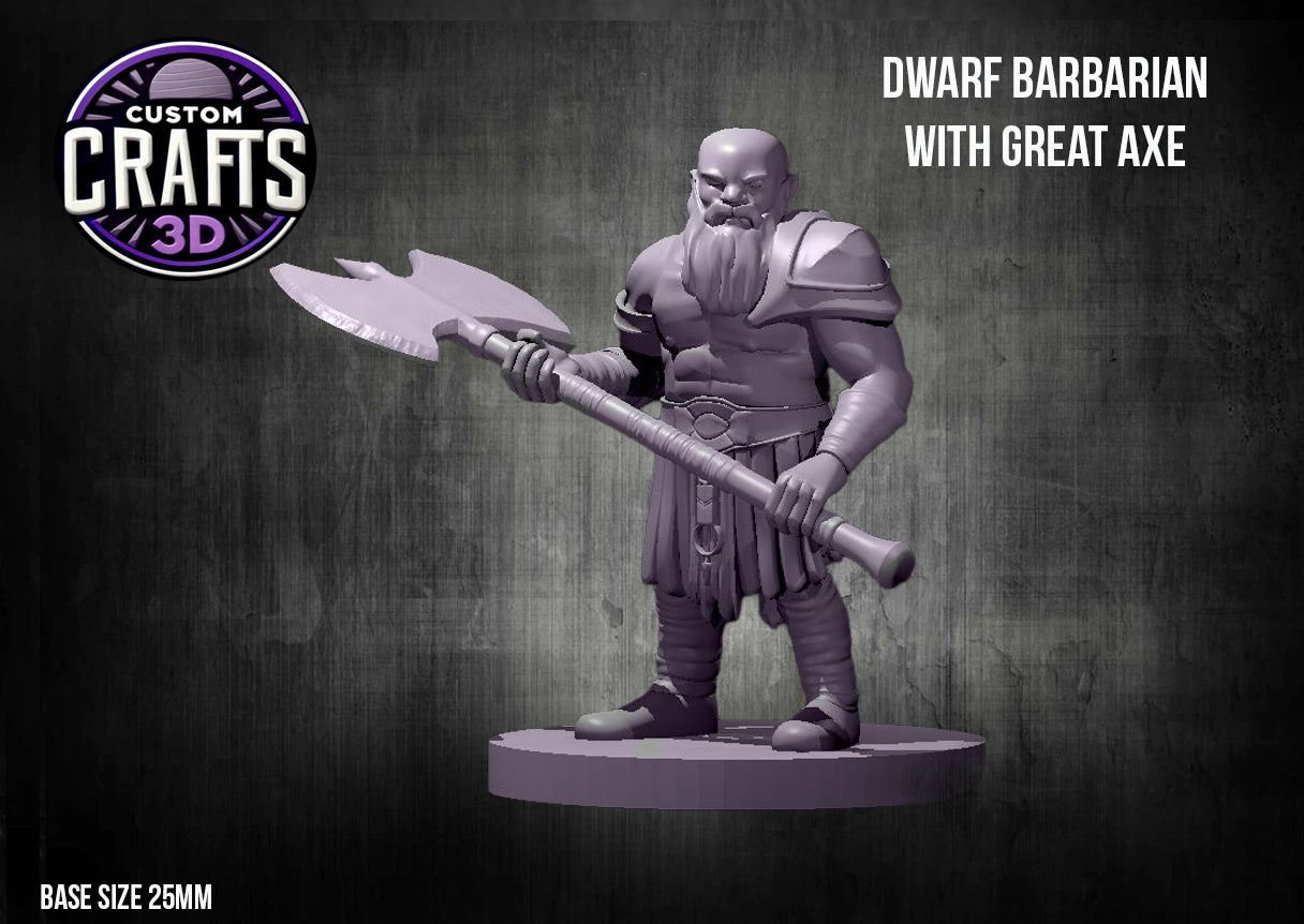 Dwarf Barbarian with Great Axe 25mm Base