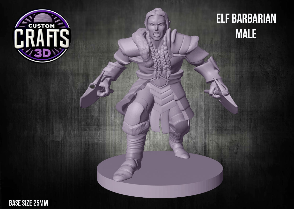 Elf Barbarian Male 25mm Base