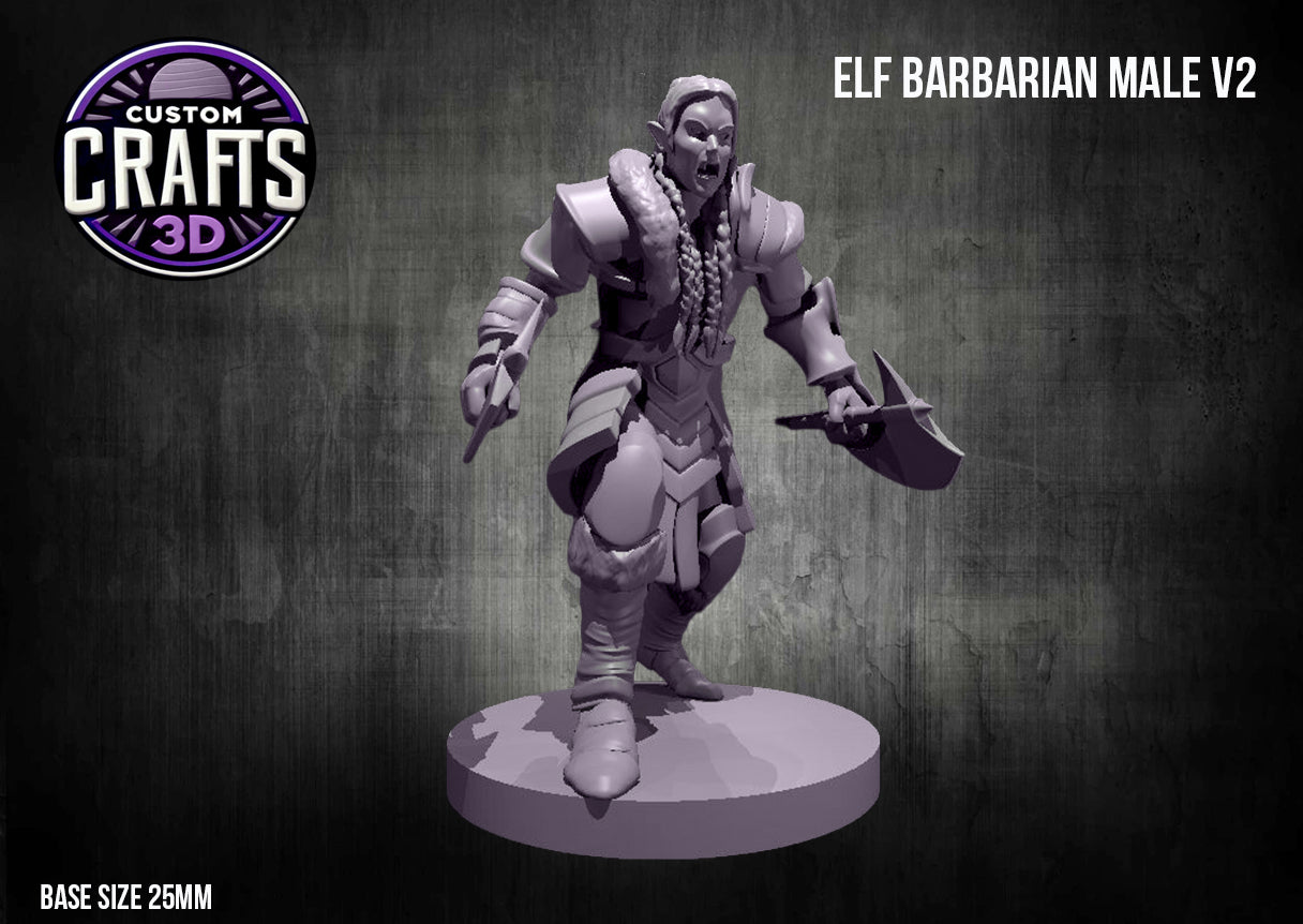 Elf Barbarian Male V2 25mm Base