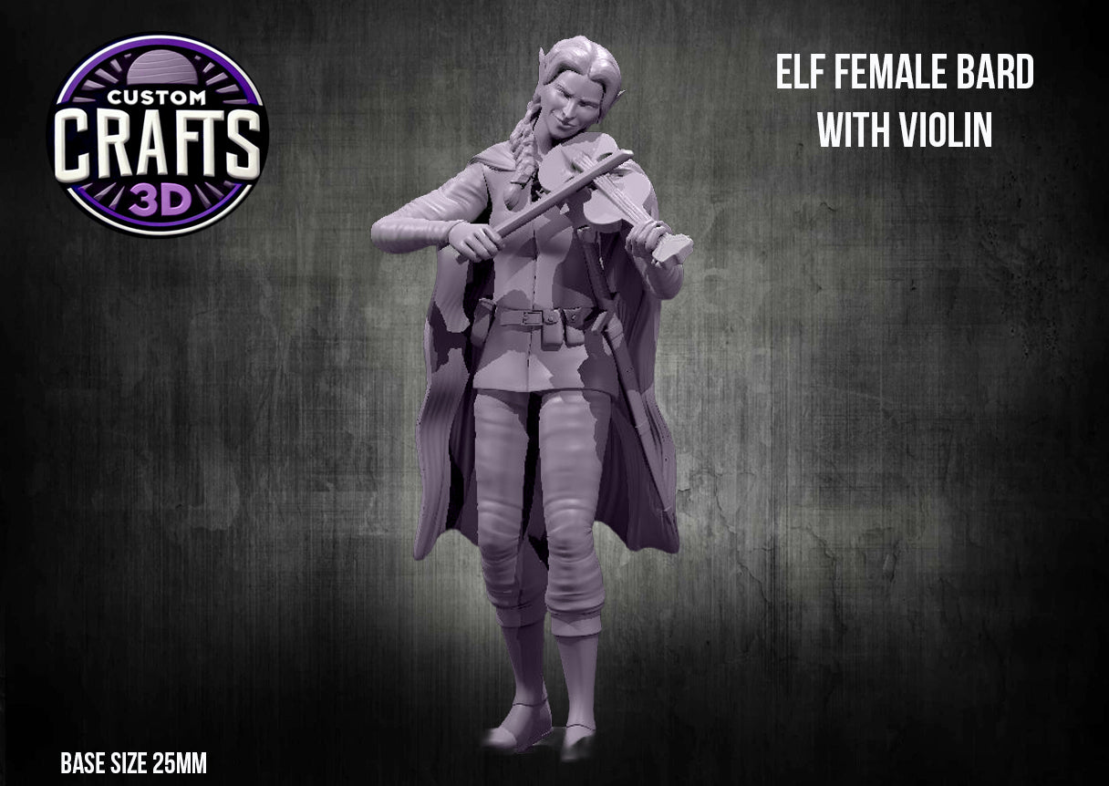 Elf Female Bard with Violin 25mm Base