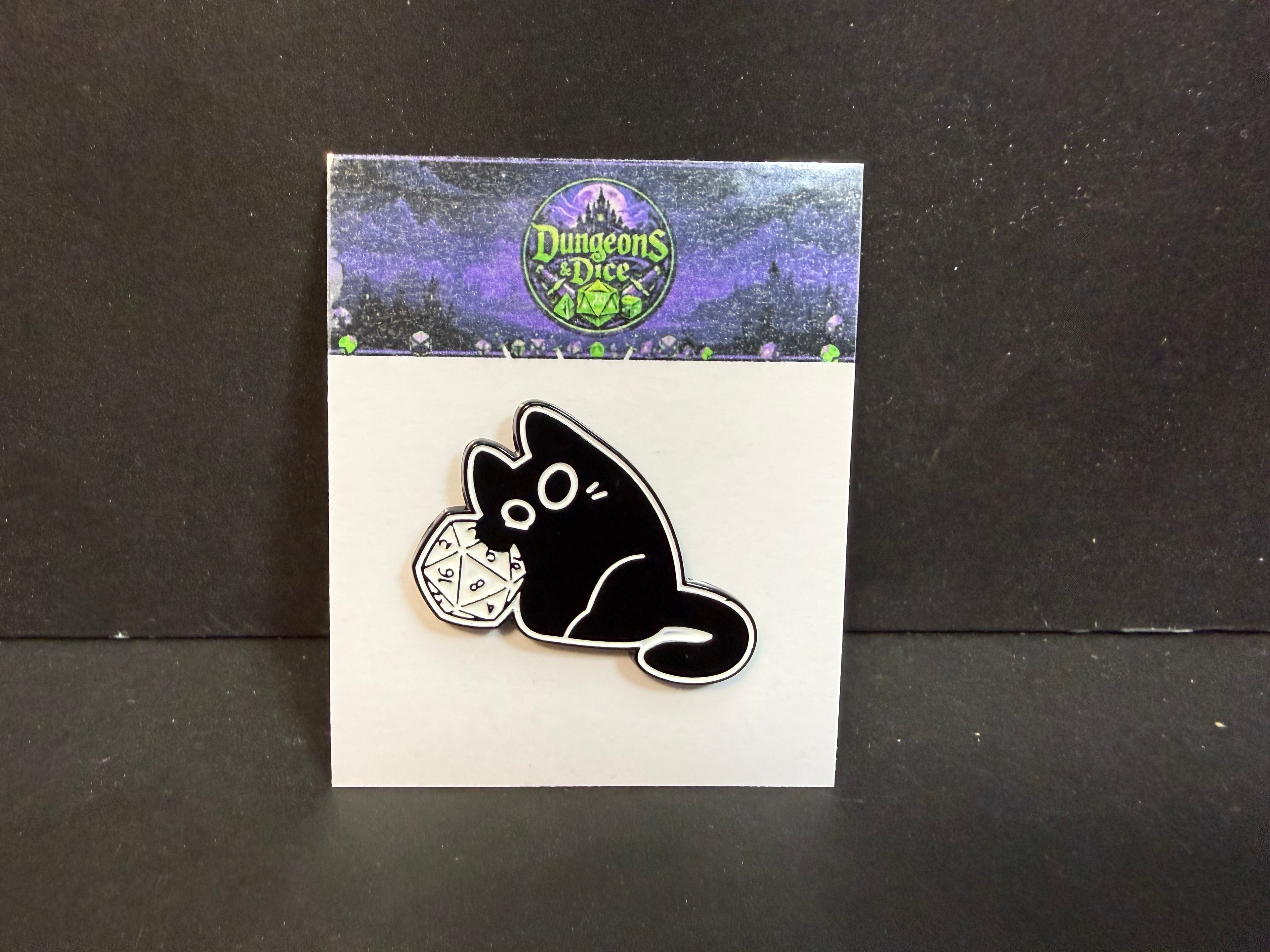 Cat with Dice Pin Badge