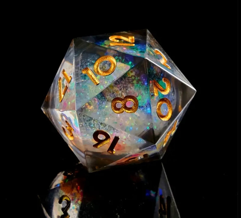 Black Liquid Core Sharp Edge Resin Dice Set 7PCS