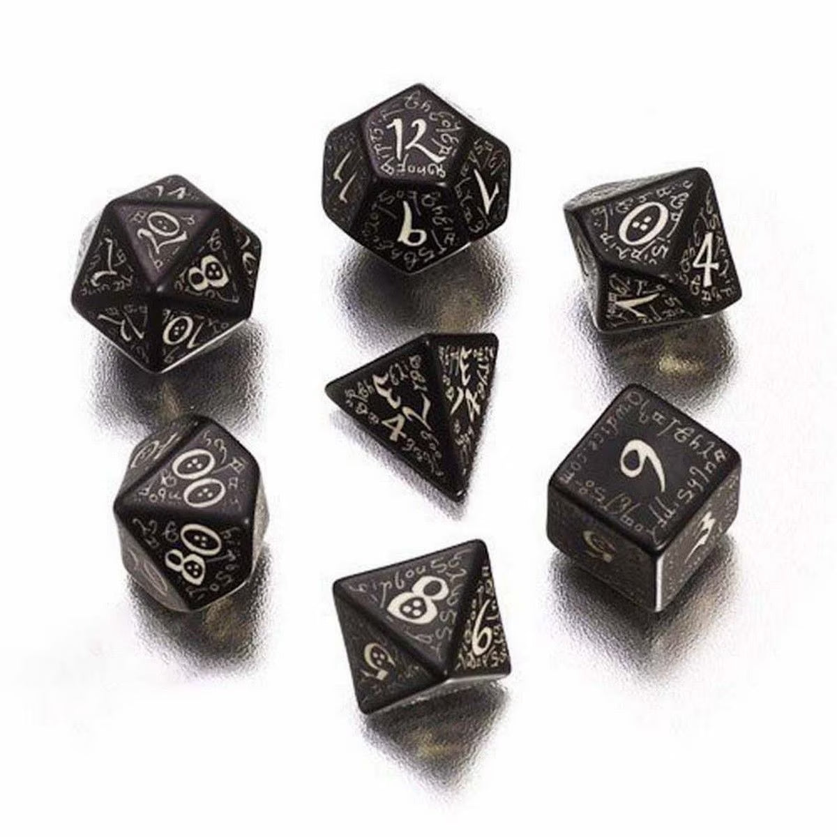 Elvish Dice Set - Black/Glow in the Dark Q-Workshop