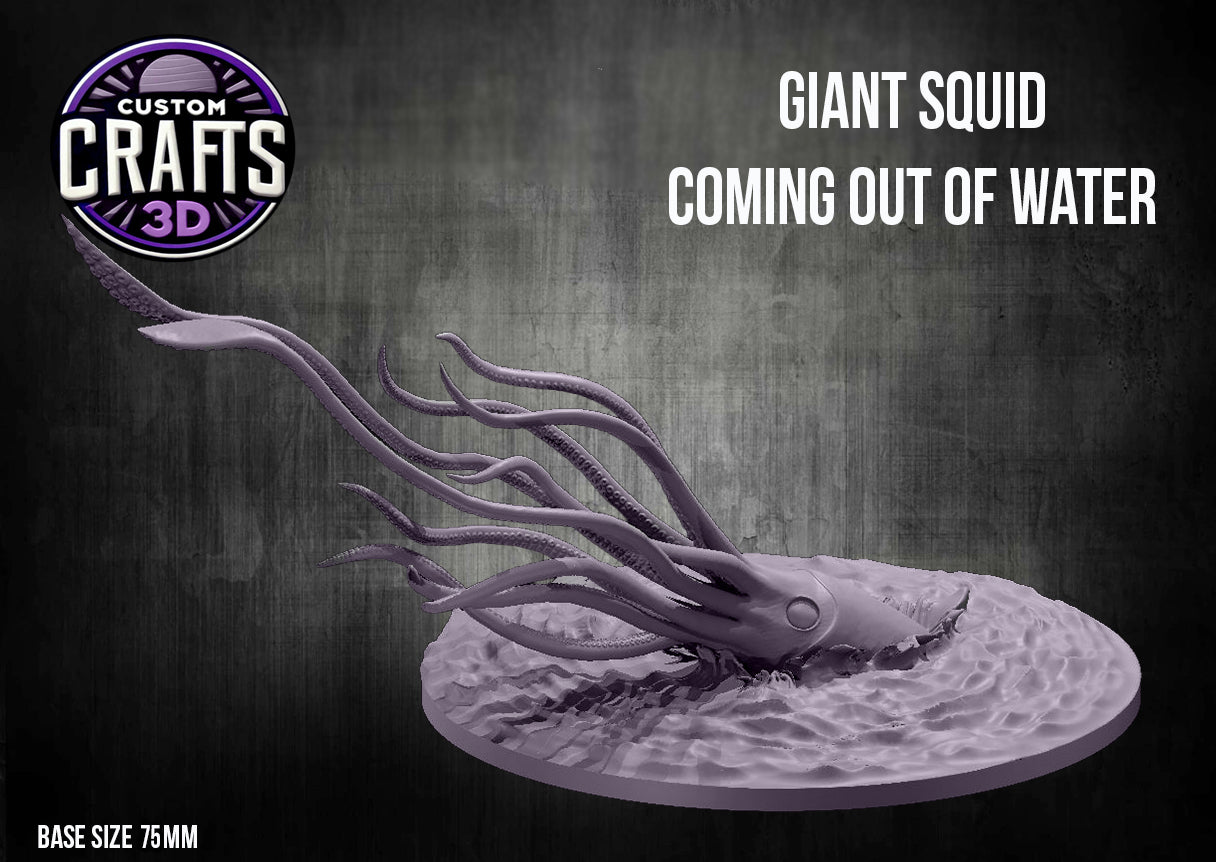 Giant Squid Coming Out Of Water 75mm Base