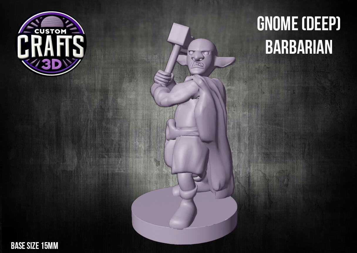 Gnome (Deep) Barbarian 15mm Base