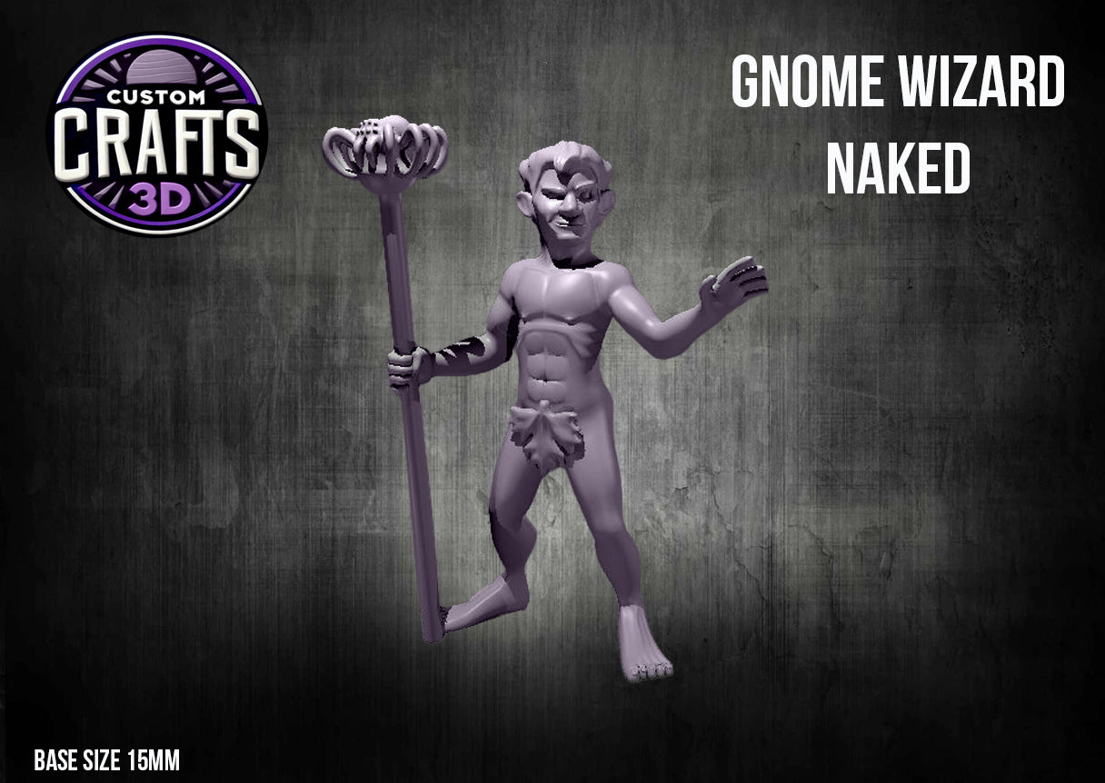 Gnome Wizard Naked 15mm Base