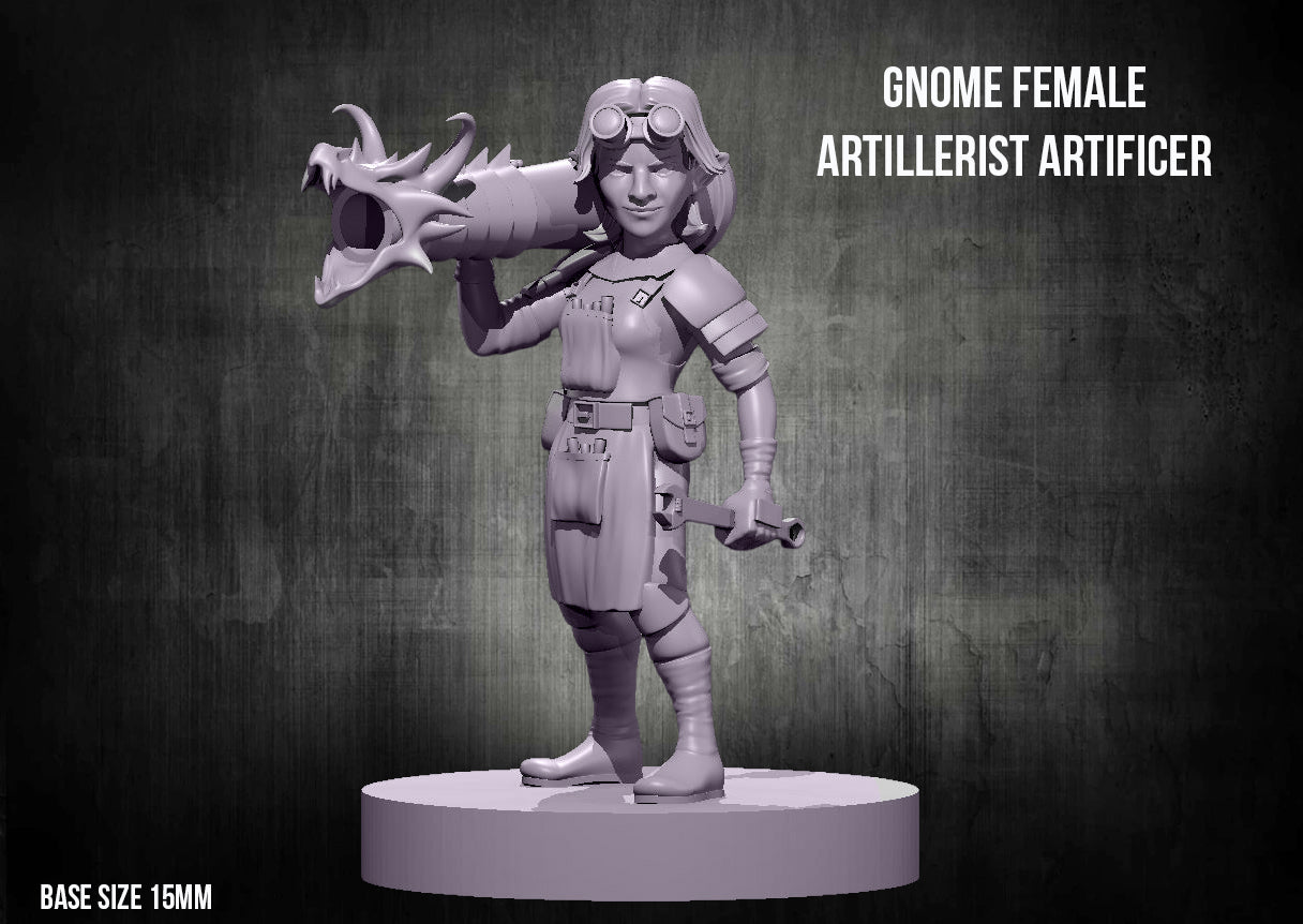 Gnome Female Artillerist Artificer 15mm Base