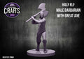 Half Elf Male Barbarian with Great Axe 25mm Base