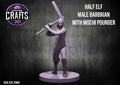 Half Elf Male Barbarian with Mochi Pounder 25mm Base